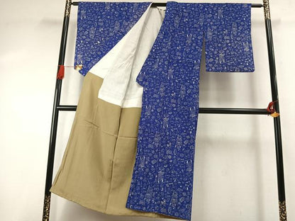 平和屋着物●上質な小紋　宝尽くし人物文　正絹　逸品　AABJ4179fy