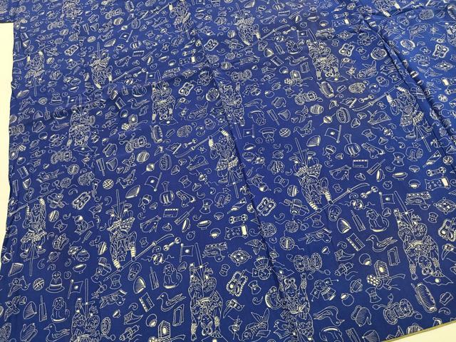 平和屋着物●上質な小紋　宝尽くし人物文　正絹　逸品　AABJ4179fy