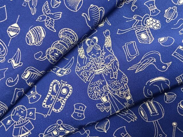 平和屋着物●上質な小紋　宝尽くし人物文　正絹　逸品　AABJ4179fy