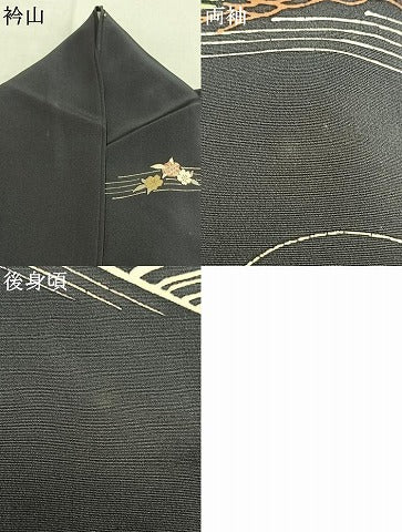 平和屋着物●訪問着　刺繍　風景花文　金彩　正絹　逸品　AABJ4181fy