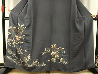 平和屋着物●訪問着　刺繍　風景花文　金彩　正絹　逸品　AABJ4181fy