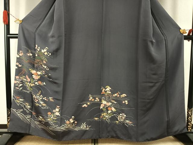 平和屋着物●訪問着　刺繍　風景花文　金彩　正絹　逸品　AABJ4181fy