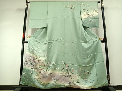 平和屋着物●訪問着　花鳥文　暈し染め　正絹　逸品　AABJ4184fy