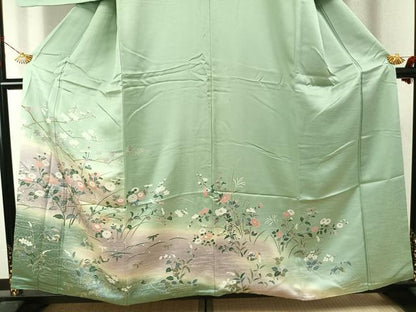 平和屋着物●訪問着　花鳥文　暈し染め　正絹　逸品　AABJ4184fy