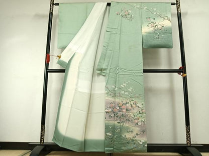 平和屋着物●訪問着　花鳥文　暈し染め　正絹　逸品　AABJ4184fy