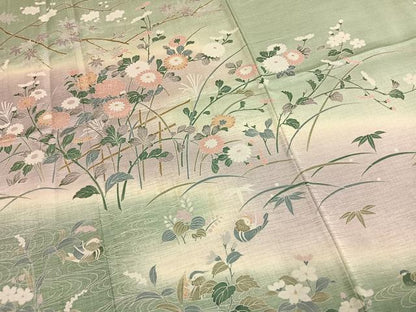 平和屋着物●訪問着　花鳥文　暈し染め　正絹　逸品　AABJ4184fy