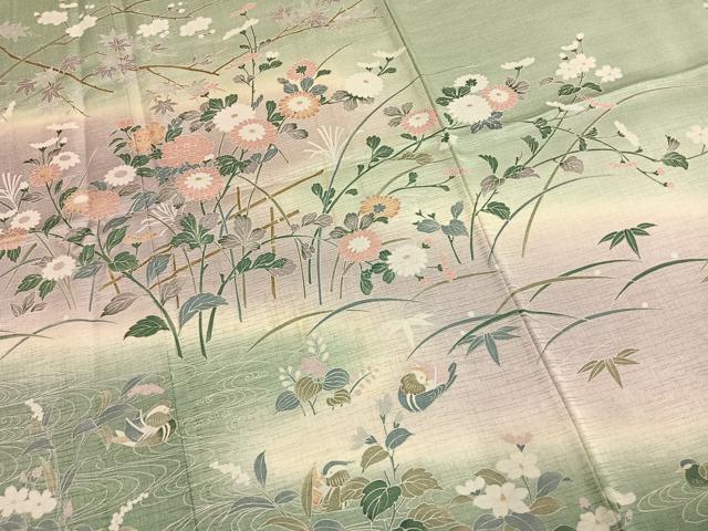 平和屋着物●訪問着　花鳥文　暈し染め　正絹　逸品　AABJ4184fy