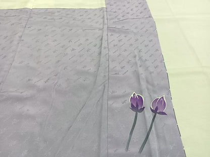 平和屋着物●訪問着　作家物　草花文　暈し染め　金彩　やまと金ラベル　ロング丈　正絹　逸品　AABJ4186fy
