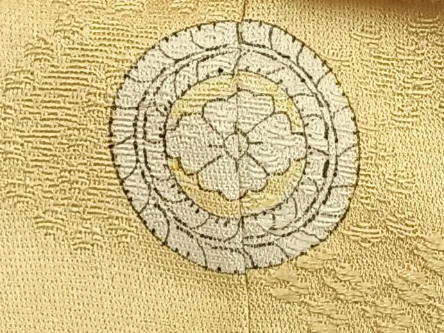 平和屋着物●上質な色無地　草花地紋　淡黄色　正絹　逸品　AABJ4190fy