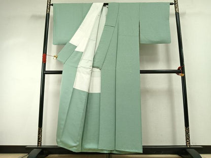 平和屋着物●上質な色無地　散らし地紋　裏葉柳色　正絹　逸品　AABJ4191fy