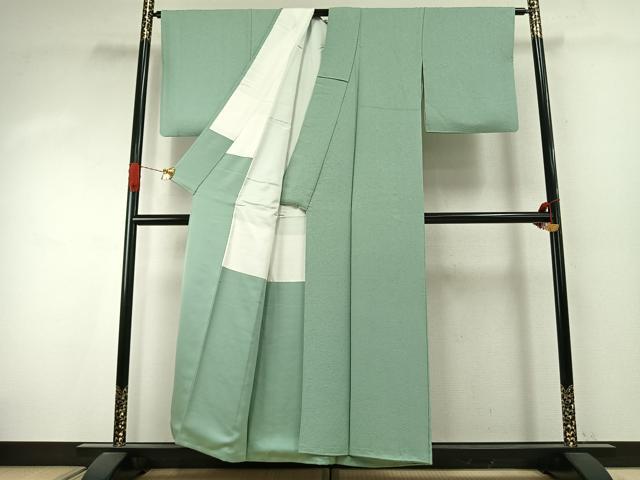 平和屋着物●上質な色無地　散らし地紋　裏葉柳色　正絹　逸品　AABJ4191fy