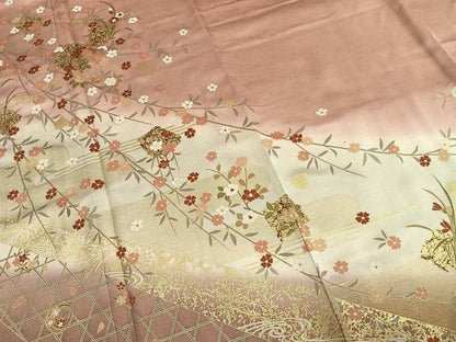 平和屋着物●訪問着　草花文　暈し染め　金彩　正絹　逸品　未使用　AABJ4195fy