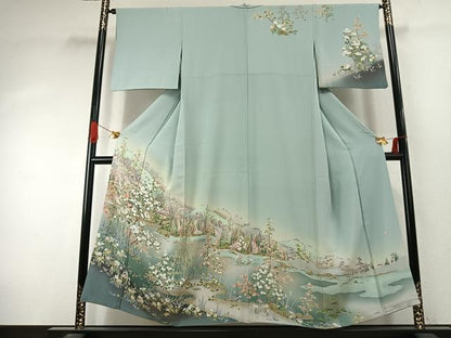 平和屋着物●訪問着　友禅　作家物　風景花文　暈し染め　正絹　逸品　AABJ4201fy