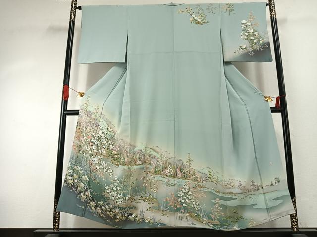 平和屋着物●訪問着　友禅　作家物　風景花文　暈し染め　正絹　逸品　AABJ4201fy