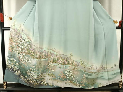 平和屋着物●訪問着　友禅　作家物　風景花文　暈し染め　正絹　逸品　AABJ4201fy