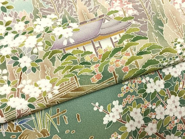 平和屋着物●訪問着　友禅　作家物　風景花文　暈し染め　正絹　逸品　AABJ4201fy
