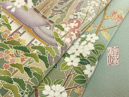 平和屋着物●訪問着　友禅　作家物　風景花文　暈し染め　正絹　逸品　AABJ4201fy