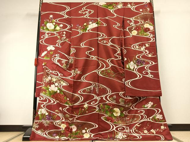 平和屋着物●豪華振袖　駒刺繍　草花文　金彩　上代28万円　仮絵羽　逸品　未使用　AABJ4203fy