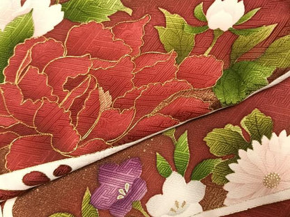 平和屋着物●豪華振袖　駒刺繍　草花文　金彩　上代28万円　仮絵羽　逸品　未使用　AABJ4203fy