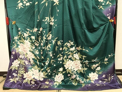 平和屋着物●豪華振袖　草花文　暈し染め　丹後ちりめん　仮絵羽　逸品　未使用　AABJ4204fy