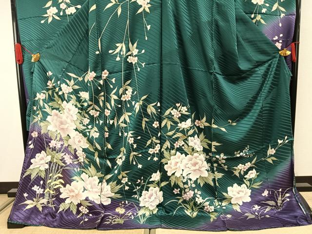 平和屋着物●豪華振袖　草花文　暈し染め　丹後ちりめん　仮絵羽　逸品　未使用　AABJ4204fy