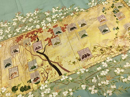 平和屋着物●松尾光琳　色留袖　駒刺繍　詩歌　枝花文　金彩　正絹　逸品　未使用　AABJ4206fy