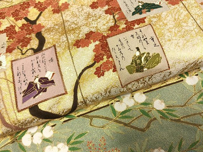 平和屋着物●松尾光琳　色留袖　駒刺繍　詩歌　枝花文　金彩　正絹　逸品　未使用　AABJ4206fy