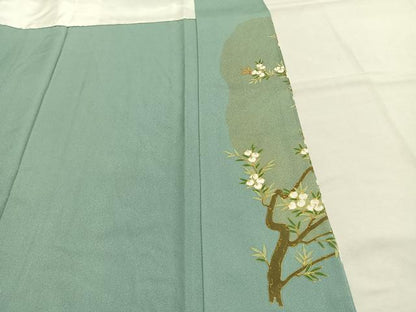 平和屋着物●松尾光琳　色留袖　駒刺繍　詩歌　枝花文　金彩　正絹　逸品　未使用　AABJ4206fy