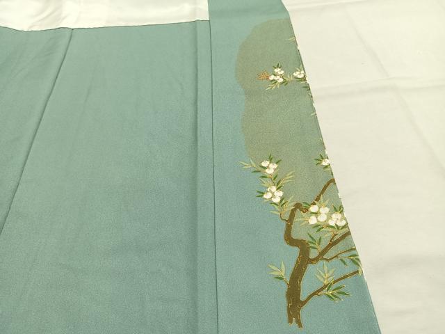 平和屋着物●松尾光琳　色留袖　駒刺繍　詩歌　枝花文　金彩　正絹　逸品　未使用　AABJ4206fy