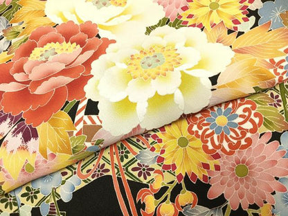 平和屋着物●本加賀友禅作家　矢田博　黒留袖　草花文　仮絵羽　正絹　逸品　未使用　AABJ4207fy