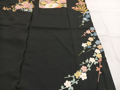 平和屋着物●本加賀友禅作家　矢田博　黒留袖　草花文　仮絵羽　正絹　逸品　未使用　AABJ4207fy