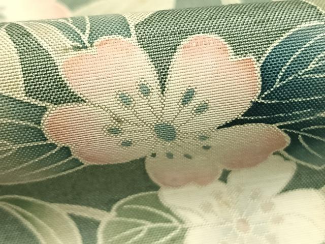 平和屋着物●訪問着　紬地　友禅　作家物　草花文　正絹　逸品　AABJ4208fy