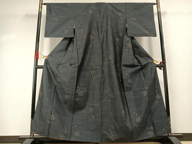 平和屋着物▼本場大島紬　草花文　正絹　逸品　AABJ4210fy