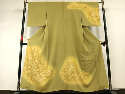 平和屋着物●訪問着　草花文　暈し染め　金彩　鈴乃屋扱い　正絹　逸品　AABJ4211fy