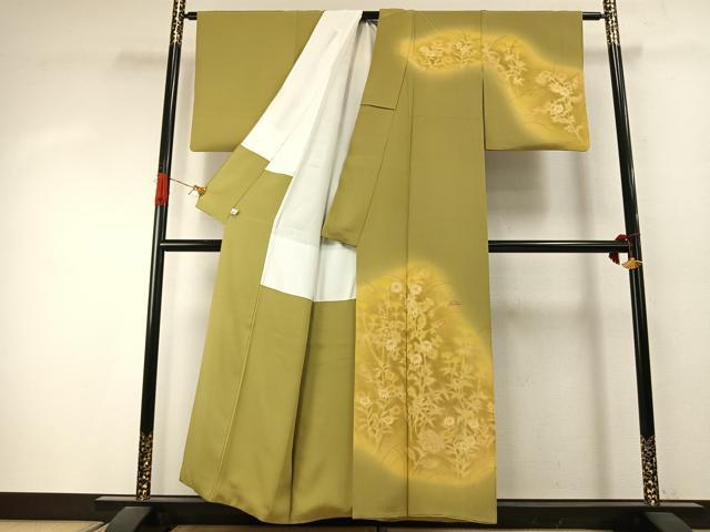 平和屋着物●訪問着　草花文　暈し染め　金彩　鈴乃屋扱い　正絹　逸品　AABJ4211fy