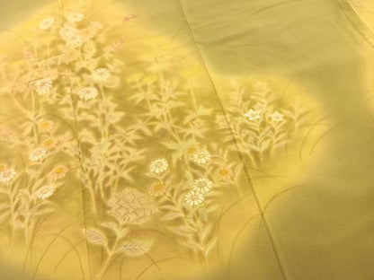 平和屋着物●訪問着　草花文　暈し染め　金彩　鈴乃屋扱い　正絹　逸品　AABJ4211fy