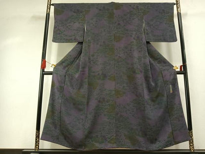平和屋着物●宮内庁御用達　赤城右堂　小紋　舞花文　鬼しぼ縮緬　正絹　逸品　AABJ4212fy