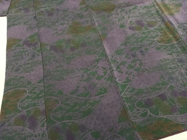 平和屋着物●宮内庁御用達　赤城右堂　小紋　舞花文　鬼しぼ縮緬　正絹　逸品　AABJ4212fy
