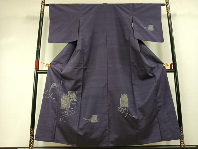 平和屋着物●京の名門・菱屋六右ェ門　紬　訪問着　御所車文　正絹　逸品　AABJ4213fy