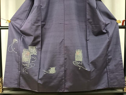 平和屋着物●京の名門・菱屋六右ェ門　紬　訪問着　御所車文　正絹　逸品　AABJ4213fy
