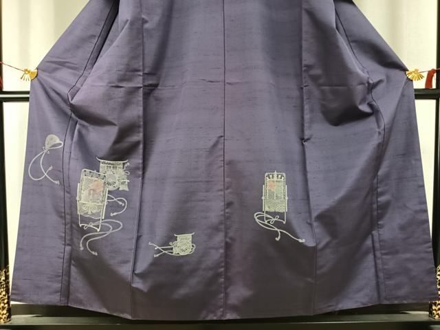 平和屋着物●京の名門・菱屋六右ェ門　紬　訪問着　御所車文　正絹　逸品　AABJ4213fy