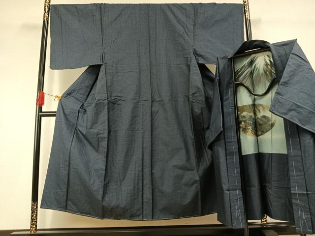 平和屋着物●男性　本場大島紬　アンサンブル　幾何学文様　正絹　逸品　AABJ4214fy