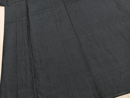 平和屋着物●男性　本場大島紬　アンサンブル　幾何学文様　正絹　逸品　AABJ4214fy