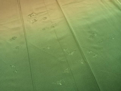 平和屋着物●訪問着　総刺繍　花鳥文　暈し染め　正絹　逸品　未使用　AABJ4218fy