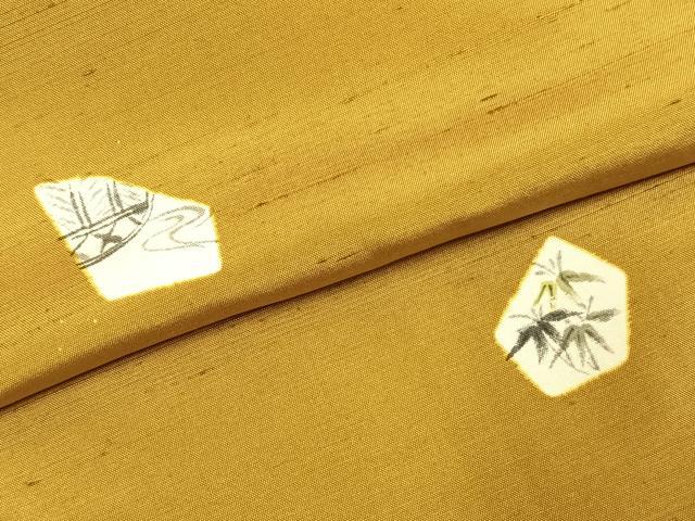 平和屋着物●上質な紬　笹竹文　正絹　逸品　AABJ4221fy