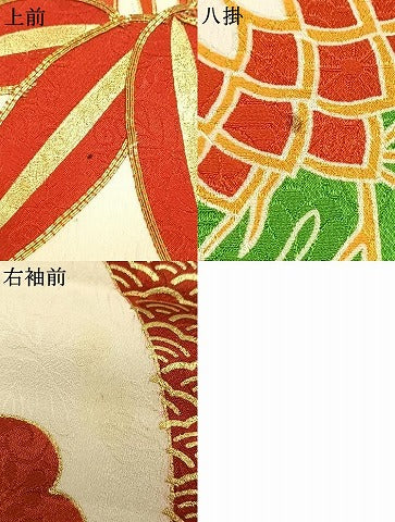 平和屋着物●豪華振袖　駒刺繍　花蝶文　金彩　正絹　逸品　AABJ4222fy