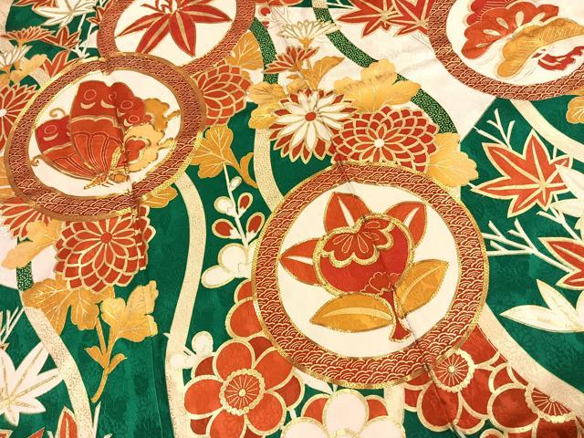 平和屋着物●豪華振袖　駒刺繍　花蝶文　金彩　正絹　逸品　AABJ4222fy