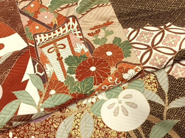 平和屋着物●豪華振袖　御所車花文　金彩　ますいわ屋扱い　正絹　逸品　AABJ4224fy