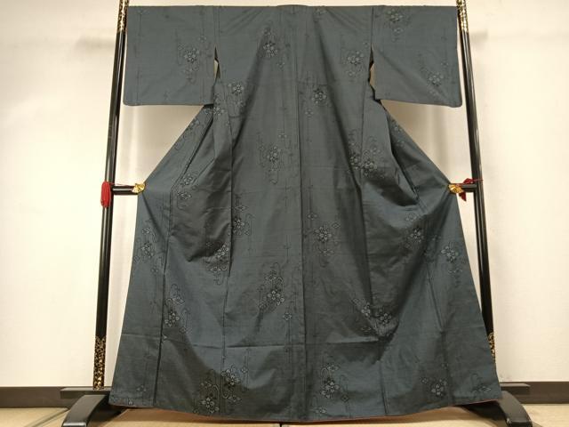 平和屋着物●本場大島紬　カタス7マルキ　草花文　正絹　逸品　AABJ4225fy