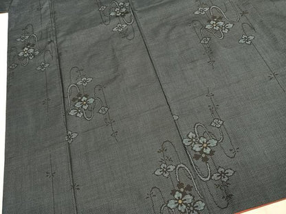 平和屋着物●本場大島紬　カタス7マルキ　草花文　正絹　逸品　AABJ4225fy
